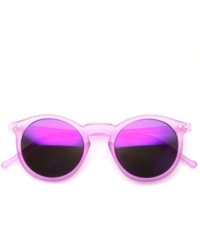 Round Retro Fashion P3 Frame Color Lens Round Horn Rimmed Sunglasses - Pink / Purple - C211KWWU5E9 $12.64