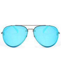 Aviator Aviator Women Men Metal Sunglasses Fashion Designer Frame Colored Lens - 86021_c6_silver_blue_mirror - CQ12NZAUGTM $9.55