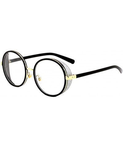 Round Durable Round UV400 Protection Sunglasses Circle Spring Hinge Eyeglasses - Transparent - CE18CYQ2DWY $38.27