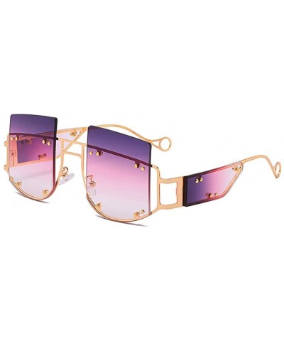 Rimless Hipster Square Sunglasses-Owersized Shade Glasses-Rimless Metal-Mirrored Lens - D - CW190ECAWWH $24.68