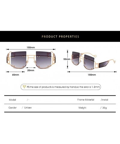 Rimless Hipster Square Sunglasses-Owersized Shade Glasses-Rimless Metal-Mirrored Lens - D - CW190ECAWWH $24.68