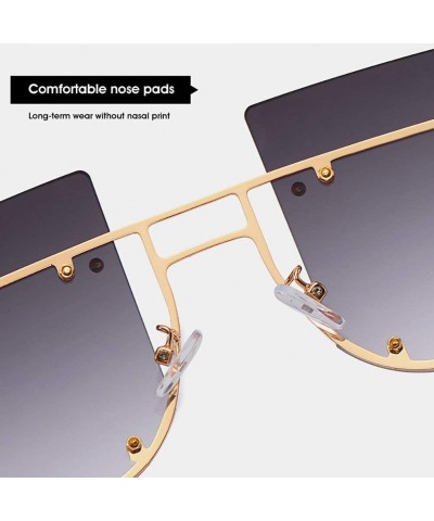 Rimless Hipster Square Sunglasses-Owersized Shade Glasses-Rimless Metal-Mirrored Lens - D - CW190ECAWWH $24.68
