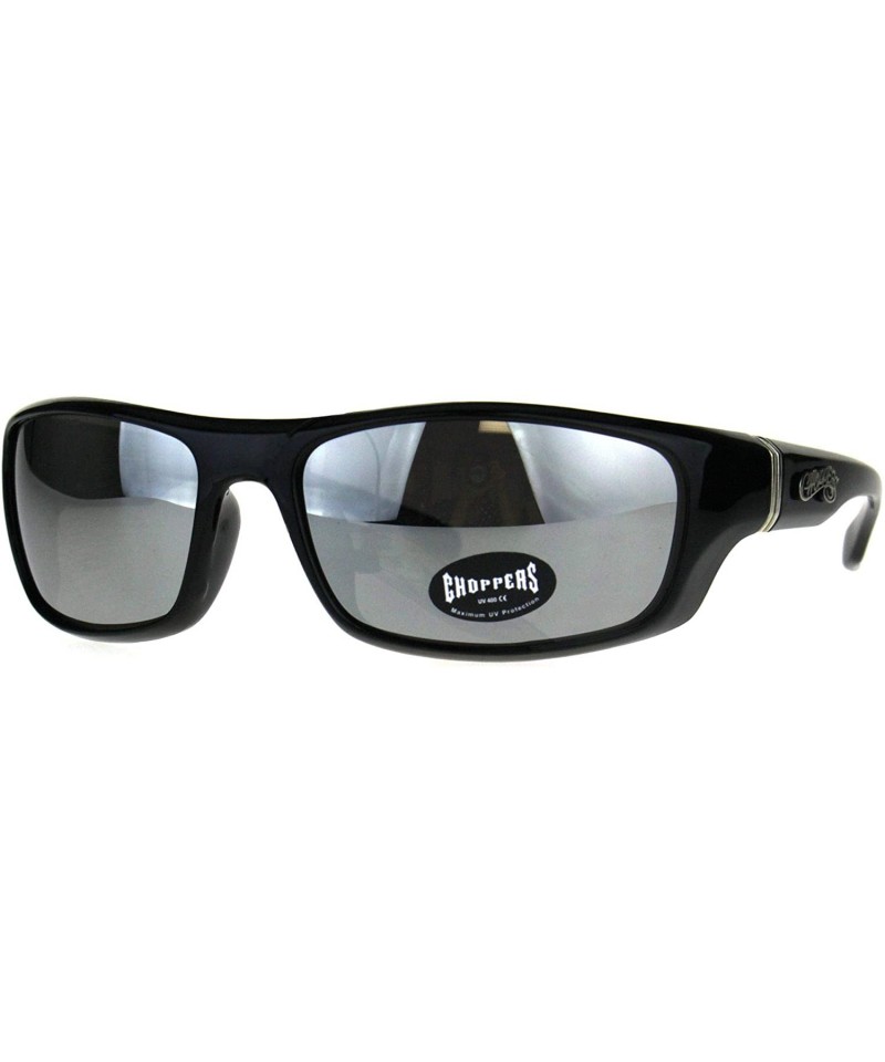 Sport Mens Classic Biker Sport Warp Rectangular Sunglasses - Silver Mirror - CS188I9AL2M $10.02