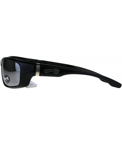 Sport Mens Classic Biker Sport Warp Rectangular Sunglasses - Silver Mirror - CS188I9AL2M $10.02