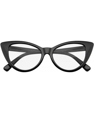Oversized Fashion Classic Vintage Eyewear Cat Eye Designer Shades Frame Sunglasses - Clear Black - CG12NROLOIK $19.58