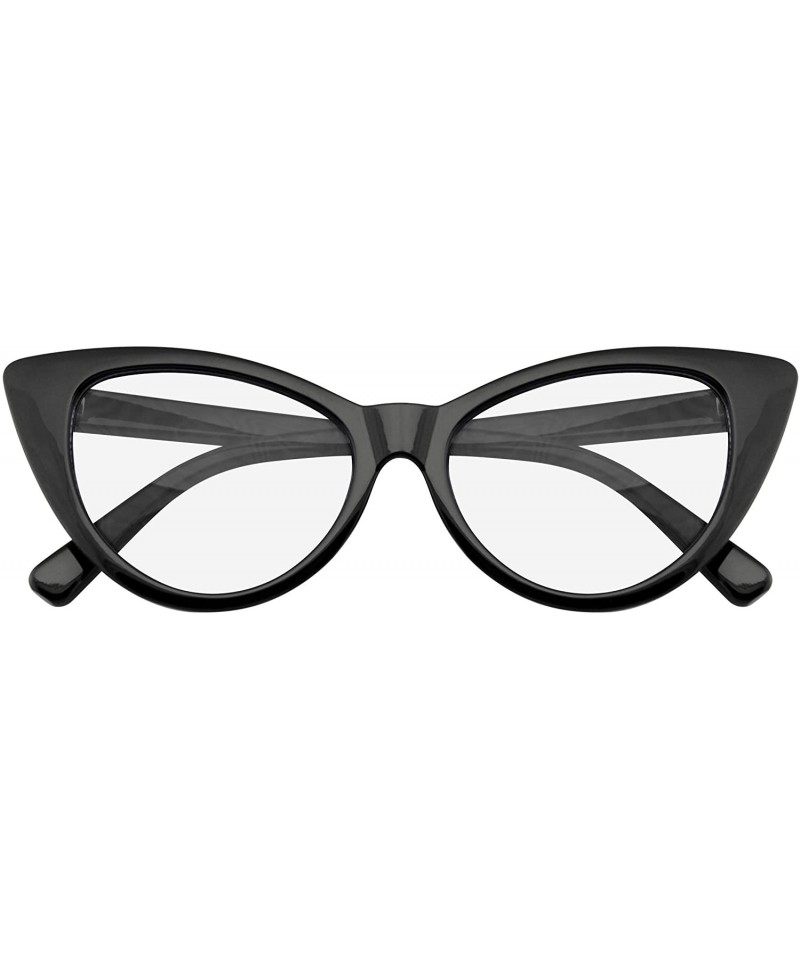 Oversized Fashion Classic Vintage Eyewear Cat Eye Designer Shades Frame Sunglasses - Clear Black - CG12NROLOIK $8.50