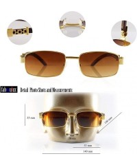 Rectangular Metal Chain Wood Grain Arm Rectangular Sunglasses A279 - Gold Purple - CE18T8A3EMT $12.54