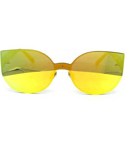 Oversized 7076-1 Oversized XL One Piece Rimless Cateye Sunglasses - Gold - CT18R9EKLMT $13.32