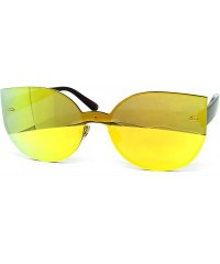 Oversized 7076-1 Oversized XL One Piece Rimless Cateye Sunglasses - Gold - CT18R9EKLMT $13.32