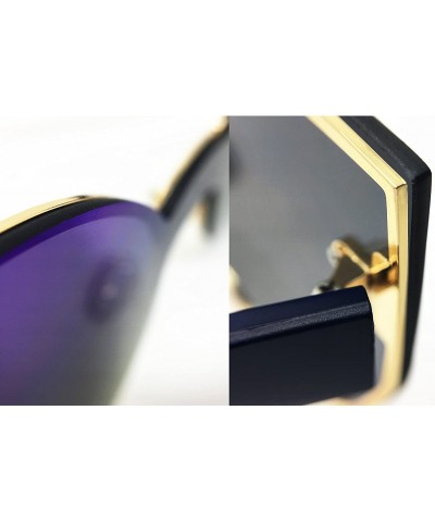 Oversized 7076-1 Oversized XL One Piece Rimless Cateye Sunglasses - Gold - CT18R9EKLMT $13.32