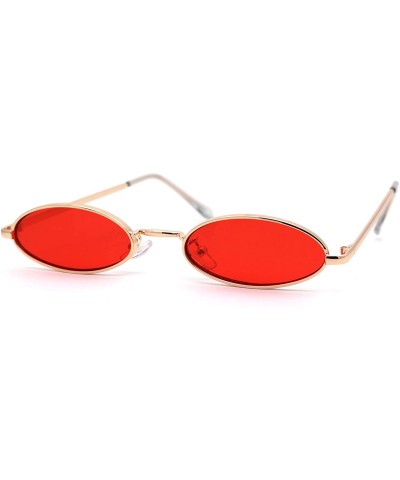 Oval Unisex Oval Round Hippie Color Lens Metal Sunglasses - Gold Red - C8193MQSWL7 $10.96