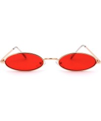 Oval Unisex Oval Round Hippie Color Lens Metal Sunglasses - Gold Red - C8193MQSWL7 $10.96