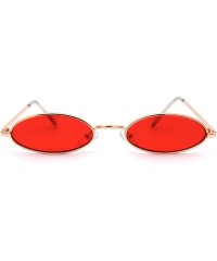 Oval Unisex Oval Round Hippie Color Lens Metal Sunglasses - Gold Red - C8193MQSWL7 $10.96