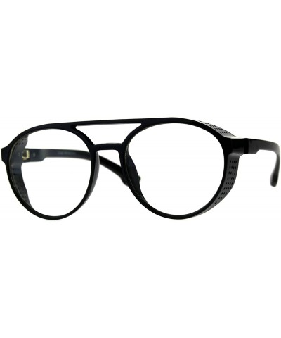 Sport Mens Side Visor Plastic Racer Sport Pilots Clear Lens Eye Glasses - Shiny Black - CE18CIALQ68 $12.80