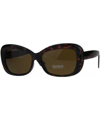Rectangular Womens Rectangular Mod Thick Plastic 20s Style Retro Sunglasses - Tortoise Brown - CY189IR9R8U $9.31