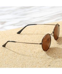 Sport Small Round Metal Polarized Sunglasses for Women Retro Designer Style - Bronze Frame/Brown Lens - CG18UO5NLOC $17.19