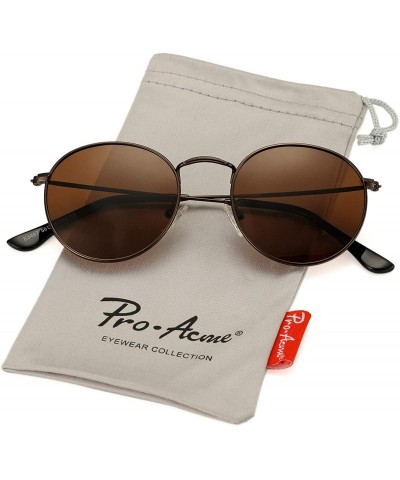 Sport Small Round Metal Polarized Sunglasses for Women Retro Designer Style - Bronze Frame/Brown Lens - CG18UO5NLOC $17.19