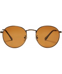 Sport Small Round Metal Polarized Sunglasses for Women Retro Designer Style - Bronze Frame/Brown Lens - CG18UO5NLOC $17.19