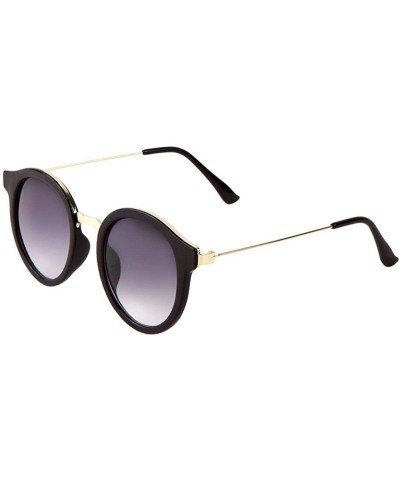 Round Retro Vintage Round Sunglasses Metal Bridge Thin Temple Womens Mens Fashion - Black - C717YGDZE6R $18.14