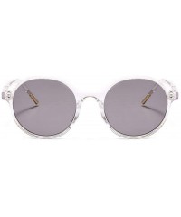 Round Women Fashion Eyewear Round Beach Sunglasses with Case UV400 Protection - Transparent Frame/Light Grey Lens - CE18WLLAM...