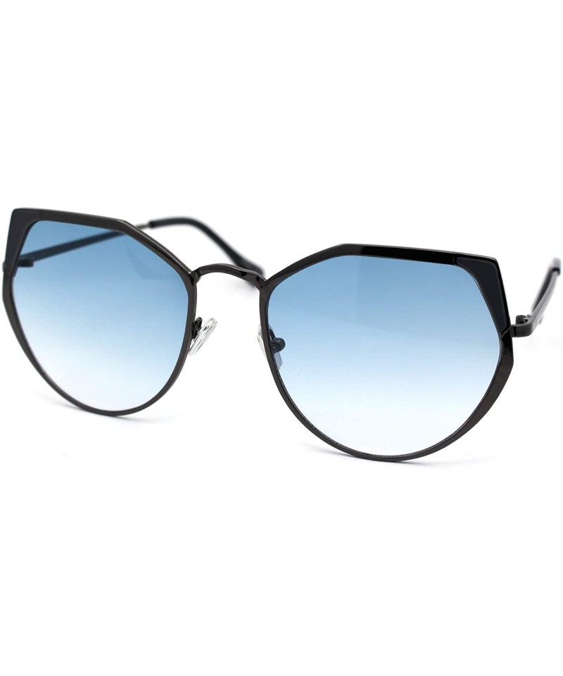 Butterfly Womens Metal Rim Octagonal Butterfly Designer Style Sunglasses - Gunmetal Blue - CR1950RDYNS $11.77