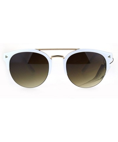 Semi-rimless Mens Retro Half Horn Rim Hipster Elegant Designer Nerdy Sunglasses - White Brown - C6182KRMGEU $10.62