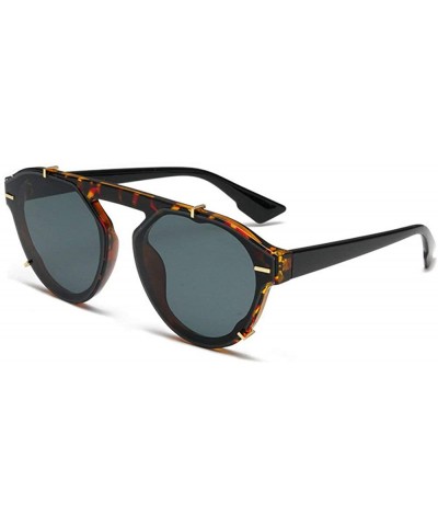 Round 2019 Newest Designer Summer Trendy Vintage round Sunglasses Women Luxury Brand Shades - Leopard&gray - C918LH3A23A $23.94
