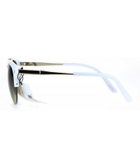 Semi-rimless Mens Retro Half Horn Rim Hipster Elegant Designer Nerdy Sunglasses - White Brown - C6182KRMGEU $10.62