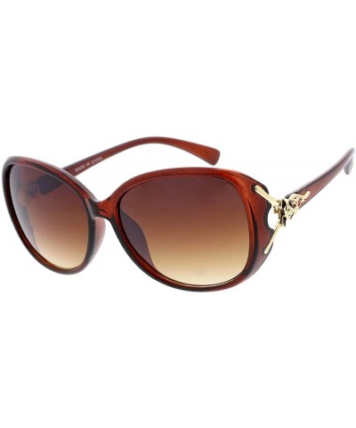 Shield Retro Fashion Butterfly Frame Sunglasses B37 - Brown - CE19203Y5NS $21.37