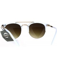 Semi-rimless Mens Retro Half Horn Rim Hipster Elegant Designer Nerdy Sunglasses - White Brown - C6182KRMGEU $10.62