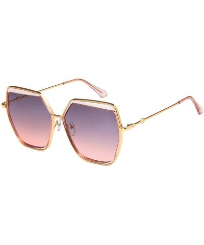 Square Unisex Sunglasses Fashion Gold Grey Drive Holiday Polygon Non-Polarized UV400 - Gold Grey Pink - CE18RKGZCNH $18.46