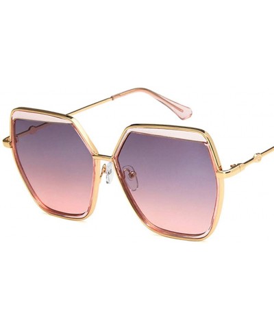 Square Unisex Sunglasses Fashion Gold Grey Drive Holiday Polygon Non-Polarized UV400 - Gold Grey Pink - CE18RKGZCNH $9.61