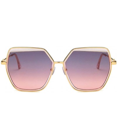 Square Unisex Sunglasses Fashion Gold Grey Drive Holiday Polygon Non-Polarized UV400 - Gold Grey Pink - CE18RKGZCNH $9.61