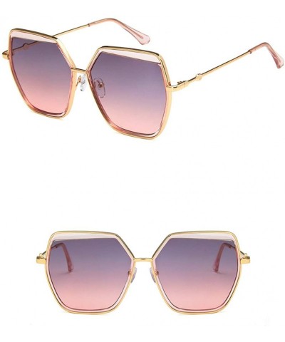 Square Unisex Sunglasses Fashion Gold Grey Drive Holiday Polygon Non-Polarized UV400 - Gold Grey Pink - CE18RKGZCNH $9.61