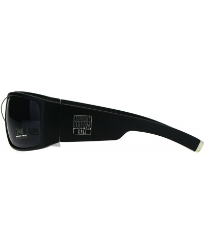 Rectangular Locs Straight Outta Cali Rectangular All Black Warp Around Sunglasses - Matte Black - CX1876N426R $11.67