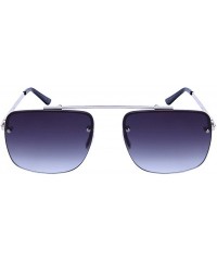 Oversized Retro Inspired Square Brow Bar Sunglasses w/Flat Lens 25154-FLAP - Silver - C212O49H1L9 $12.25