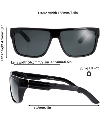 Rectangular Polarized Flat Top Rectangular Sunglasses Trapezoid Shape For Men Women - Exquisite Packaging - 01-black - CR194K...