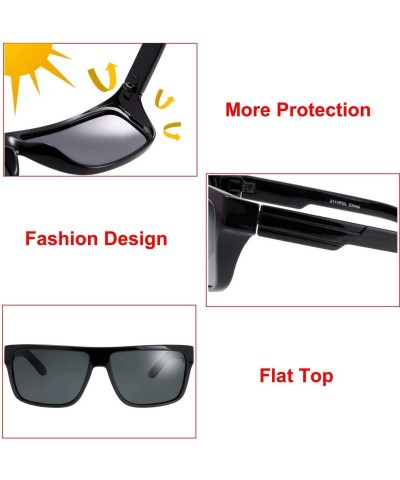 Rectangular Polarized Flat Top Rectangular Sunglasses Trapezoid Shape For Men Women - Exquisite Packaging - 01-black - CR194K...