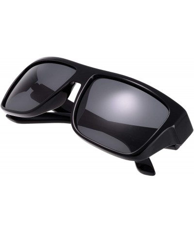 Rectangular Polarized Flat Top Rectangular Sunglasses Trapezoid Shape For Men Women - Exquisite Packaging - 01-black - CR194K...