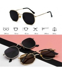 Oval Square Sunglases Men Women Metal Frame Fishing Glasses Gold Gray Eyewear - Gold Yellow - C0194OGNS6E $24.53