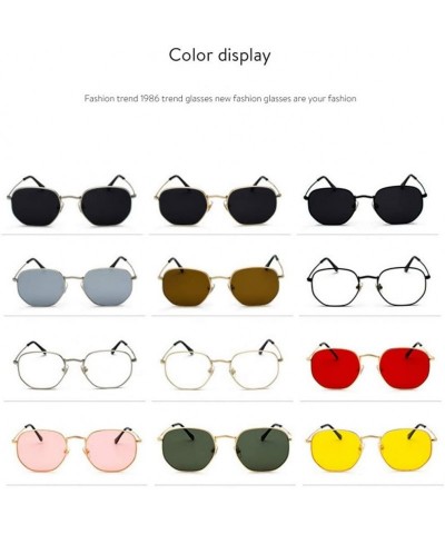 Oval Square Sunglases Men Women Metal Frame Fishing Glasses Gold Gray Eyewear - Gold Yellow - C0194OGNS6E $24.53