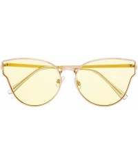 Cat Eye Fashion Designer Cat eye Women Sunglasses Oversized Flat Tinted Lens Gift Box - 2-gold - C218C769ADA $11.65