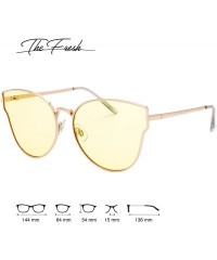 Cat Eye Fashion Designer Cat eye Women Sunglasses Oversized Flat Tinted Lens Gift Box - 2-gold - C218C769ADA $11.65