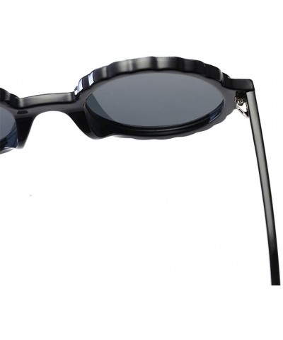 Oval Women's Fashion Round Frame Mask Sunglasses Integrated Gas Glasses - Black - C818UM9L24M $7.93