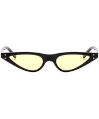 Butterfly Retro Women Small Cat Eye Style Sunglasses Triangle Steampunk Rivet - Black Frame & Yellow Lens - CX18CX2ONMA $11.08