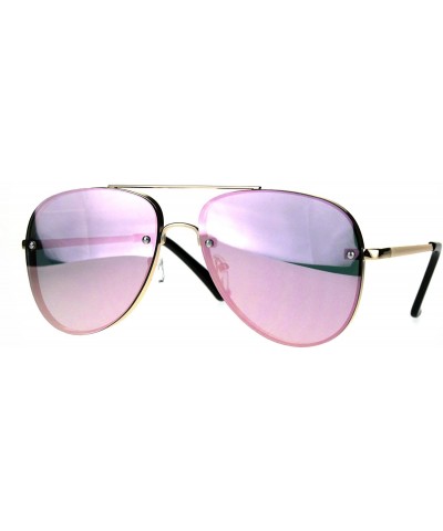 Aviator Rims Behind Lens Aviator Sunglasses Designer Style Metal Frame UV 400 - Gold (Pink Mirror) - CR188T33W28 $19.70