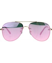 Aviator Rims Behind Lens Aviator Sunglasses Designer Style Metal Frame UV 400 - Gold (Pink Mirror) - CR188T33W28 $12.96