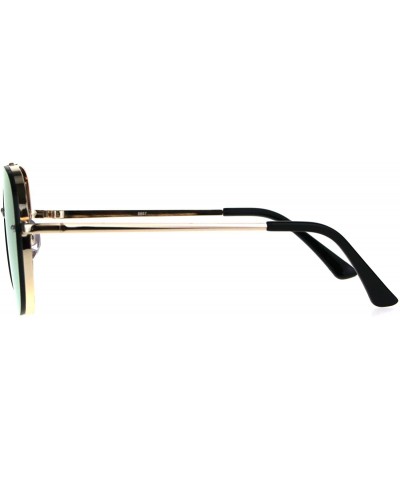 Aviator Rims Behind Lens Aviator Sunglasses Designer Style Metal Frame UV 400 - Gold (Pink Mirror) - CR188T33W28 $12.96