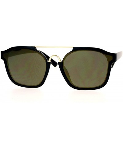 Square Super Hip Flat Mirror Lens Sunglasses Retro Unisex Fashion Shades - Black - C912B7G3DC9 $9.59