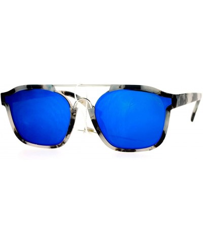 Square Super Hip Flat Mirror Lens Sunglasses Retro Unisex Fashion Shades - Black - C912B7G3DC9 $9.59